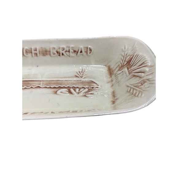 VIntage 1962 Los Angeles Potteries Brown and Cream French Bread Server Basket - Picture 3 of 9